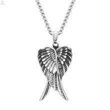 Hip Hop style en acier inoxydable 316L bijoux en argent ange aile pendentif collier